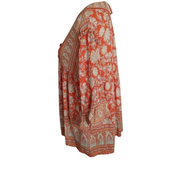 FREE PEOPLE MOONLIGHT DANCE ORANGE & CREAM TUNIC SZ.XS EUC - Picture 5 of 10
